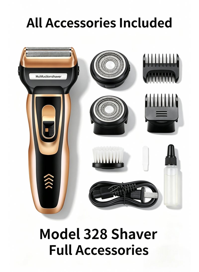 3 In 1 Multifunctional Men Electric Grooming Kit, Rechargeable Reciprocating Shaver, Hair Clipper & Nose Hair Trimmer, Detachable Washable Blade Heads, Complete Accessories For Home Travel Barber Use - Image 4