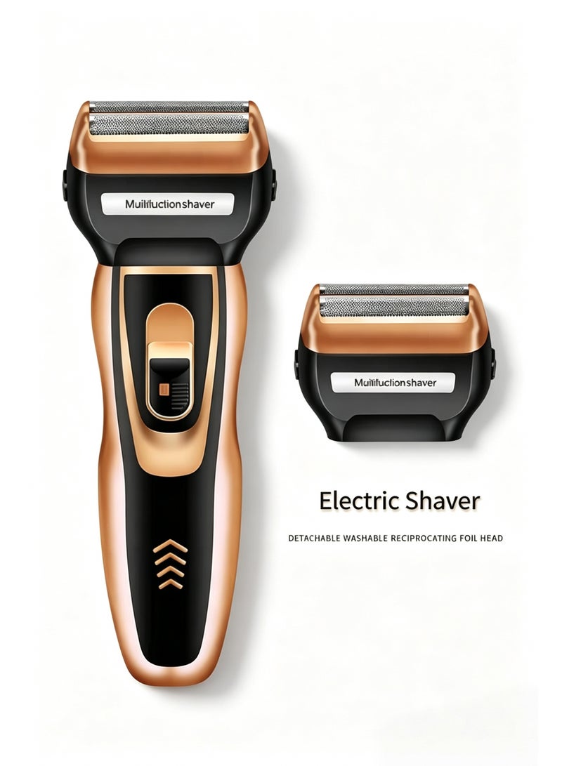 3 In 1 Multifunctional Men Electric Grooming Kit, Rechargeable Reciprocating Shaver, Hair Clipper & Nose Hair Trimmer, Detachable Washable Blade Heads, Complete Accessories For Home Travel Barber Use - Image 1