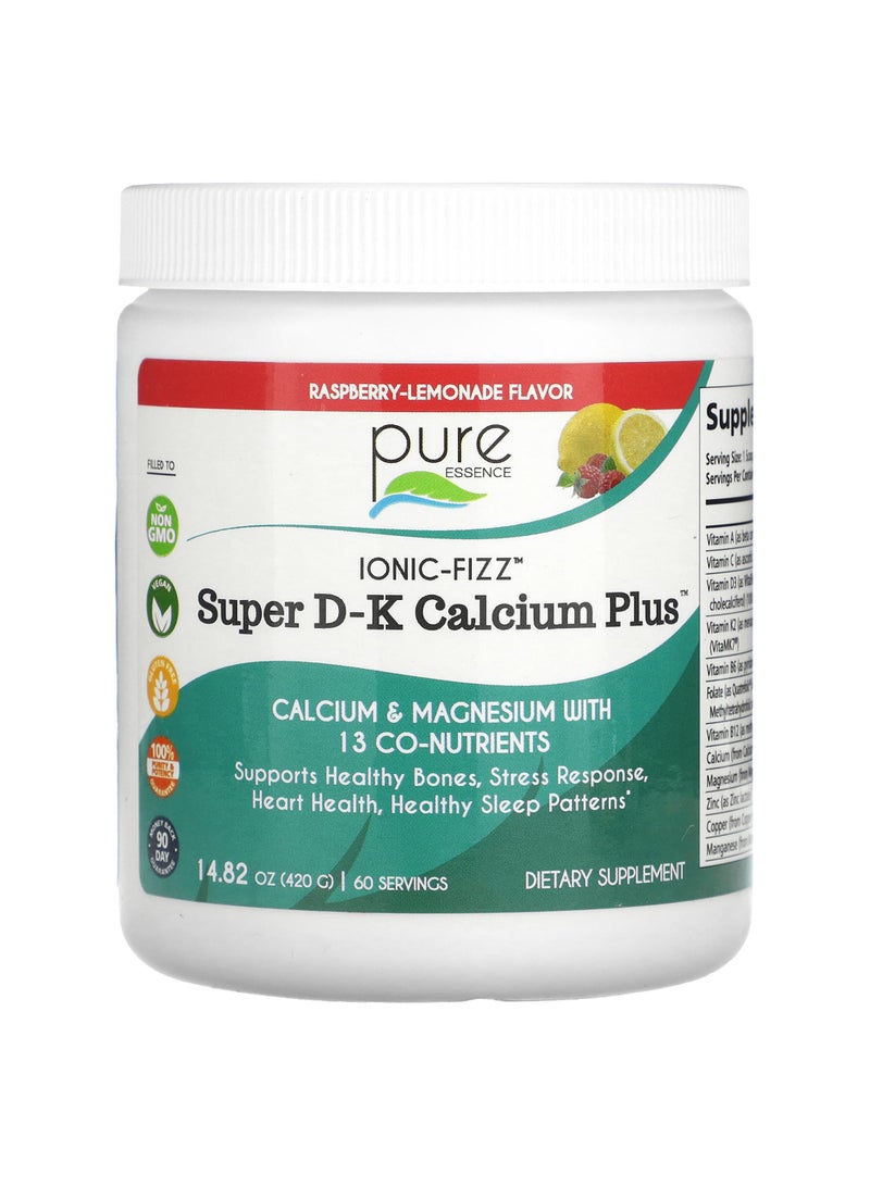 Pure Essence Ionic-Fizz, Super D-K Calcium Plus, Raspberry Lemonade, 14.82 oz (420 g)
