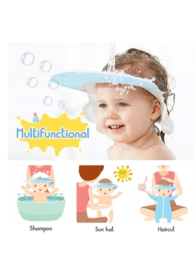 SYOSI Baby Shower Cap Baby Shower Cap Visor with Ear Protection for Bathing Washing Hair, Soft Hat Adjustable Waterproof Shampoo Shower Cap for Toddler, Kids, Girls, Boys, Children (Frog Blue)  - Image 3