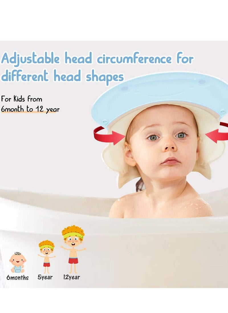 SYOSI Baby Shower Cap Baby Shower Cap Visor with Ear Protection for Bathing Washing Hair, Soft Hat Adjustable Waterproof Shampoo Shower Cap for Toddler, Kids, Girls, Boys, Children (Frog Blue)  - Image 5