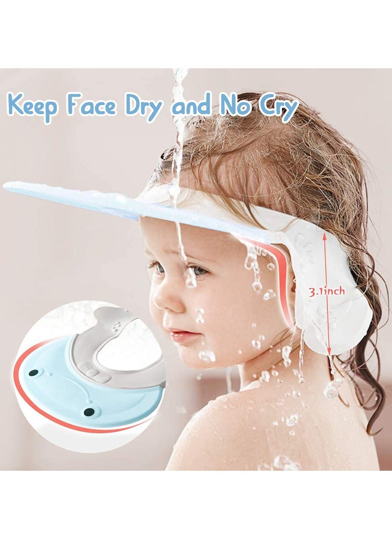 SYOSI Baby Shower Cap Baby Shower Cap Visor with Ear Protection for Bathing Washing Hair, Soft Hat Adjustable Waterproof Shampoo Shower Cap for Toddler, Kids, Girls, Boys, Children (Frog Blue)  - Image 2