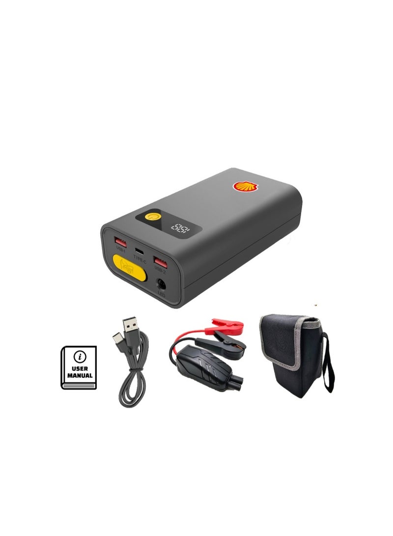Shell Jump Starter Shell Car Jump Starter & Power Bank, 10,000mAh Current, with LED light, Smart Battery Clamps with LED indicator - Image 1