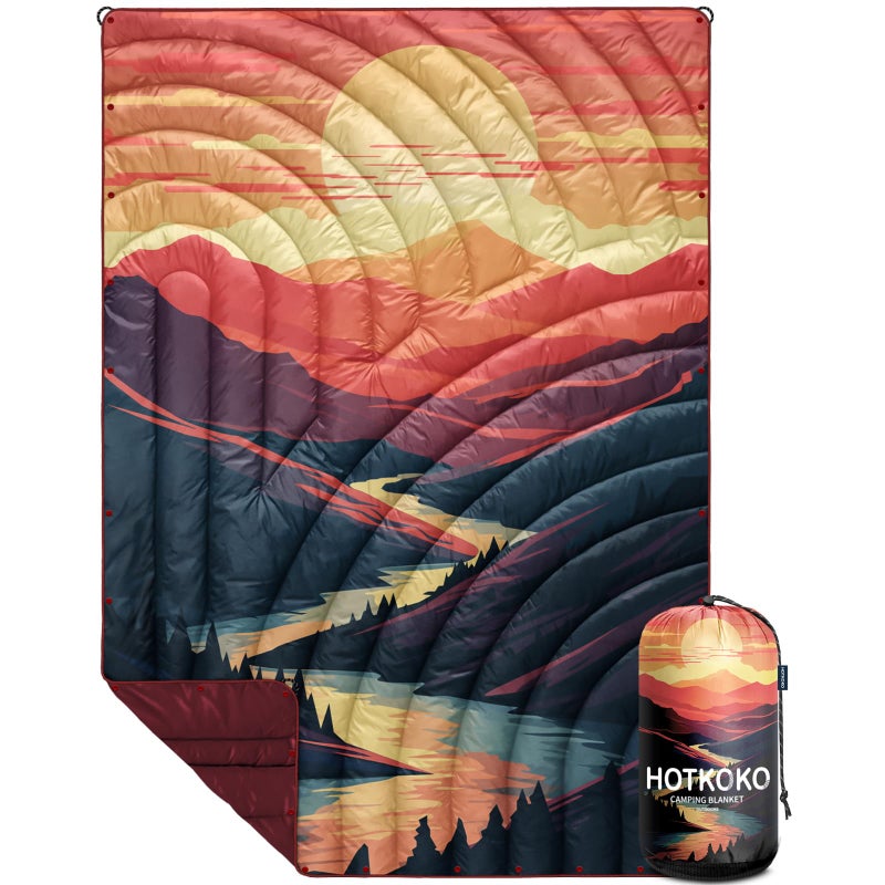 hotkoko Camping Blanket,Lightweight Puffy Printed Camping Blanket Packable Outdoor Blanket for Camping,Traveling, Stadium, Hiking, Picnics - Image 1