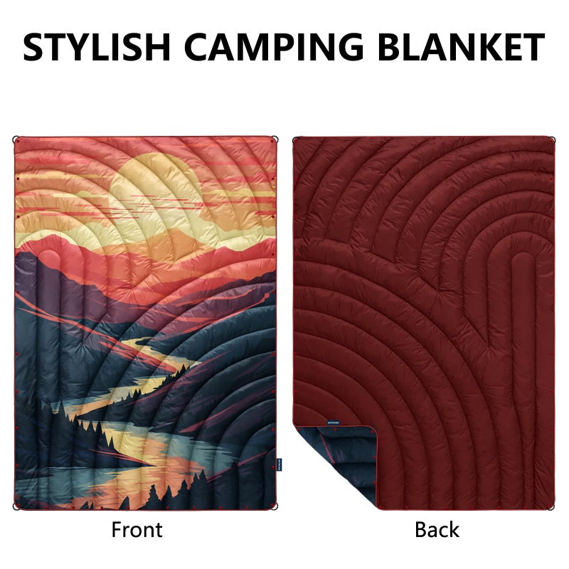 hotkoko Camping Blanket,Lightweight Puffy Printed Camping Blanket Packable Outdoor Blanket for Camping,Traveling, Stadium, Hiking, Picnics - Image 2