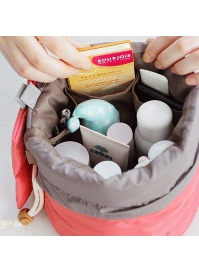 CLOMANAÂ® Round Dresser Nylon Makeup Travel Bag for Women (Multicolour) - Image 2