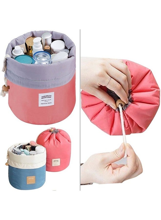 CLOMANAÂ® Round Dresser Nylon Makeup Travel Bag for Women (Multicolour) - Image 4