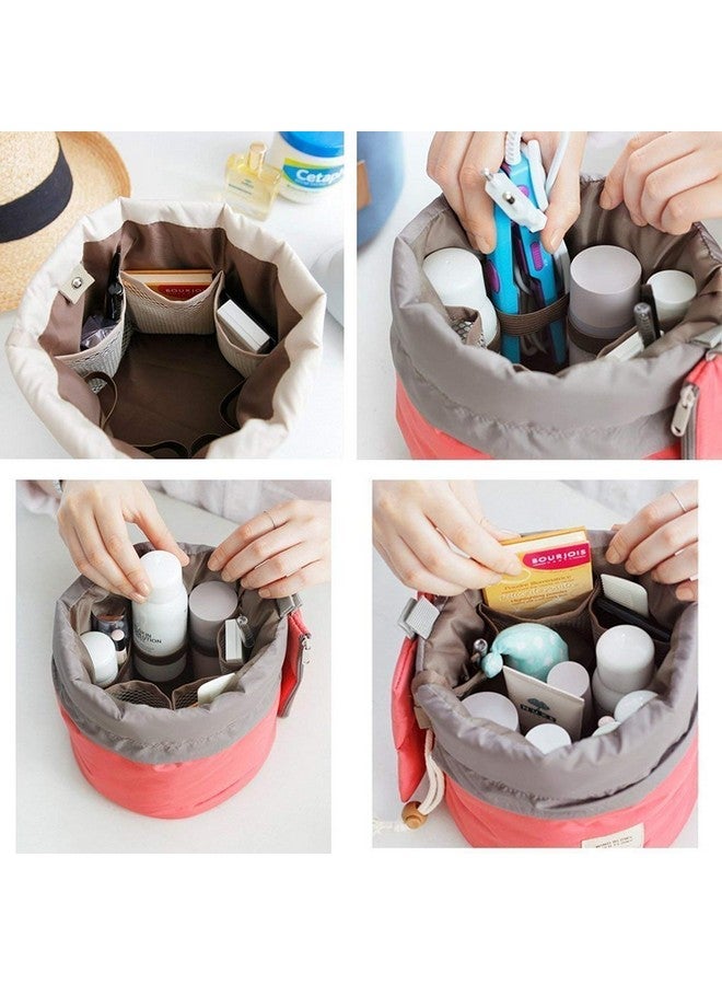 CLOMANAÂ® Round Dresser Nylon Makeup Travel Bag for Women (Multicolour) - Image 3