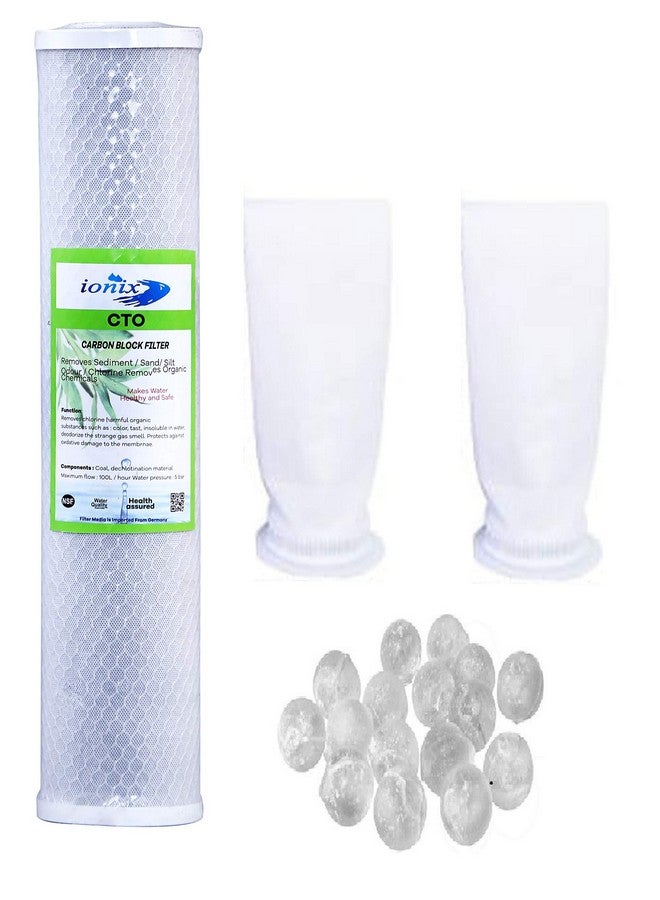 IONIX Water Purifier Service Kit for TDS Tank Filtration System, Dual Filter Setup for Sediment, Scaling & Hard Water Treatment with Jumbo CTO, Spare Bag Filters & Anti-Scaling Balls - Image 1