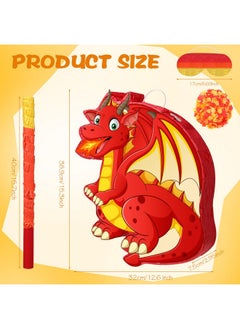 Harrycle Harrycle Dinosaur Piñata Set Dragon Piñata with Stick and Blindfold Confetti Dino Themed Piñata Red Fire Breathing Dragon Piñata for Birthday Party Game Supplies Chinese New Year Decoration  - Image 4