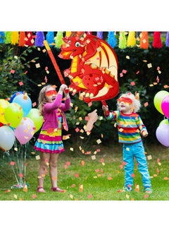 Harrycle Harrycle Dinosaur Piñata Set Dragon Piñata with Stick and Blindfold Confetti Dino Themed Piñata Red Fire Breathing Dragon Piñata for Birthday Party Game Supplies Chinese New Year Decoration  - Image 5