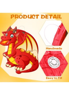 Harrycle Harrycle Dinosaur Piñata Set Dragon Piñata with Stick and Blindfold Confetti Dino Themed Piñata Red Fire Breathing Dragon Piñata for Birthday Party Game Supplies Chinese New Year Decoration  - Image 3