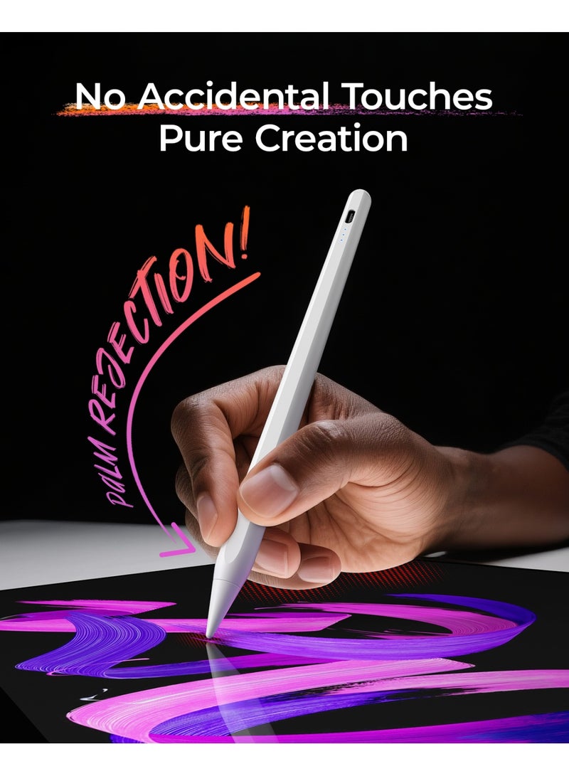 Kingone Stylus Pen for iPad 2018-2025, 10 Mins Fast Charge with Tilt Sensitivity and Palm Rejection, Compatible with Apple iPad 6-11 Gen, iPad Air 3/4/5/M2/M3, iPad mini 5/6, iPad Pro 11"/12.9"/M4 - Image 2