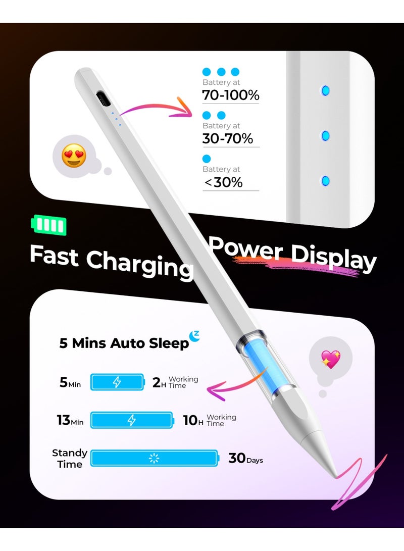 Kingone Stylus Pen for iPad 2018-2025, 10 Mins Fast Charge with Tilt Sensitivity and Palm Rejection, Compatible with Apple iPad 6-11 Gen, iPad Air 3/4/5/M2/M3, iPad mini 5/6, iPad Pro 11"/12.9"/M4 - Image 5