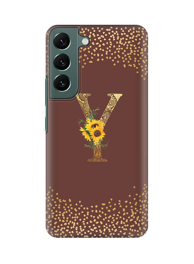 Stylizedd Monogram Slim Cover for Samsung Galaxy S22+ 5G Case Custom Initials Letter Floral Pattern Snap Series Mobile Cover Matte Alphabet  - Y (Brown) - Image 1