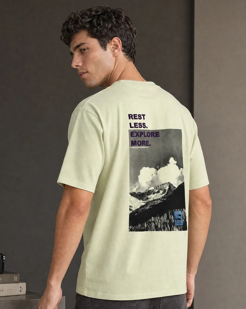 نوبيرو Nobero Men Oversized  Graphic Printed T-shirt