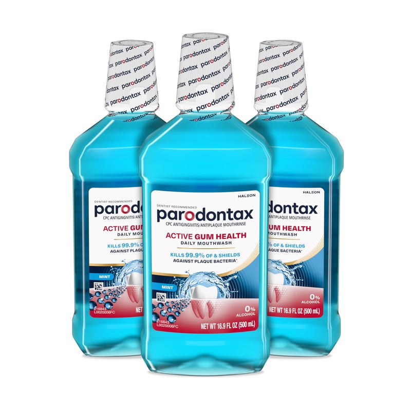 Parodontax Active Gum Health Mouthwash, Antiplaque and Antigingivitis Mouthwash, Mint, 3x16.9 Fl Oz - Image 1
