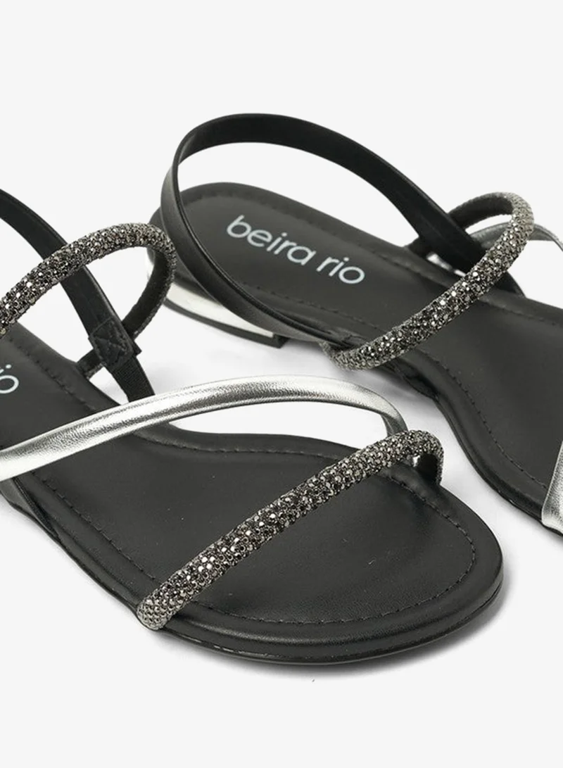 Beira Rio Black Beira Rio Ladies Sandals With Back Strap Black | Made In Brazil for Women | Best Price UAE