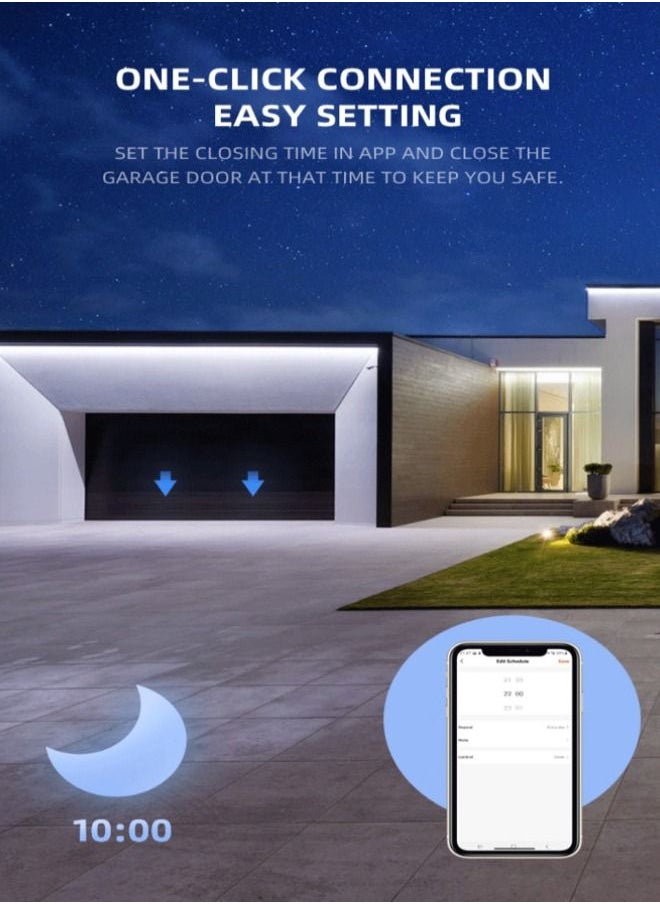 Smart Garage Door Control, Wireless Garage Door Opener Remote, TUYA WIFI APP Control, Compatible With Alexa,Google Assistant, Multiple Notification Modes, No Hub Needed，With UK PLUG