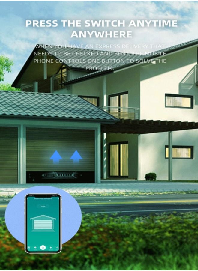 Smart Garage Door Control, Wireless Garage Door Opener Remote, TUYA WIFI APP Control, Compatible With Alexa,Google Assistant, Multiple Notification Modes, No Hub Needed，With UK PLUG