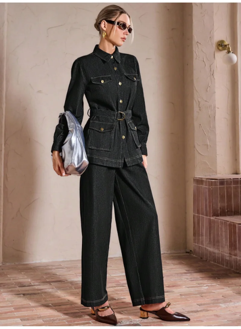 SIMPLEE Women's 2-Piece Outfit Set - Matching Top & Pants for Stylish Look