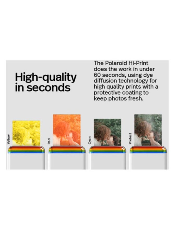 Polaroid Hi-Printer Paper Bundle  2nd Generation Bluetooth Connected 2x3 Pocket Photo Dye-Sub Printer White Printer 40 Photos