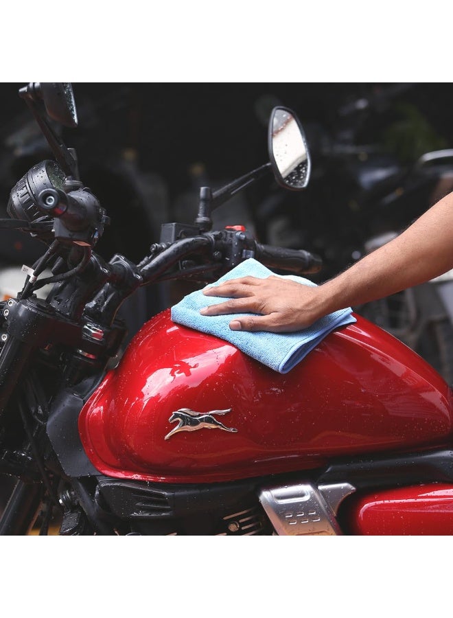 JOPASU Microfibre Cloth 320 GSM (Set of 3, Blue) (40x40 cms) for Cleaning, Polishing, Washing, Detailing of Cars, Bikes, Kitchen & Home Appliances - Image 2