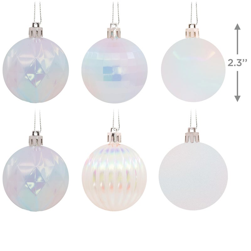 Hallmark Iridescent White Shatterproof Christmas Ornaments Set  24-Piece - Image 3