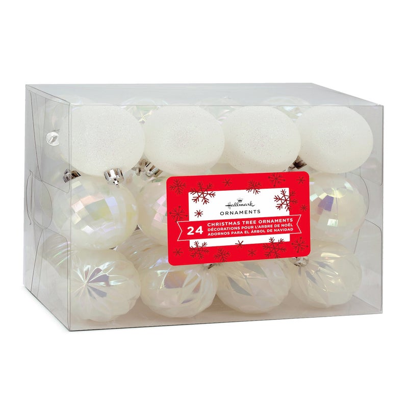 Hallmark Iridescent White Shatterproof Christmas Ornaments Set  24-Piece - Image 2