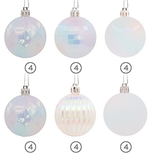 Hallmark Iridescent White Shatterproof Christmas Ornaments Set  24-Piece - Image 5