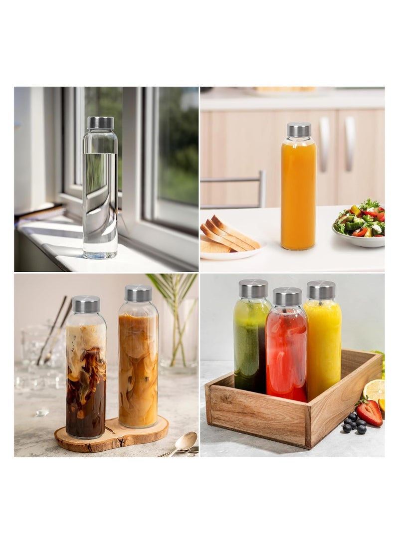 Luxoraq Glass Juice Bottles 500ml with Stainless Steel Lids – Reusable Borosilicate Water Bottles for Fresh Juice, Smoothies, Milk, Kombucha, Infused Water – BPA-Free Empty Bottles for Travel (Pack of 2) - Image 2