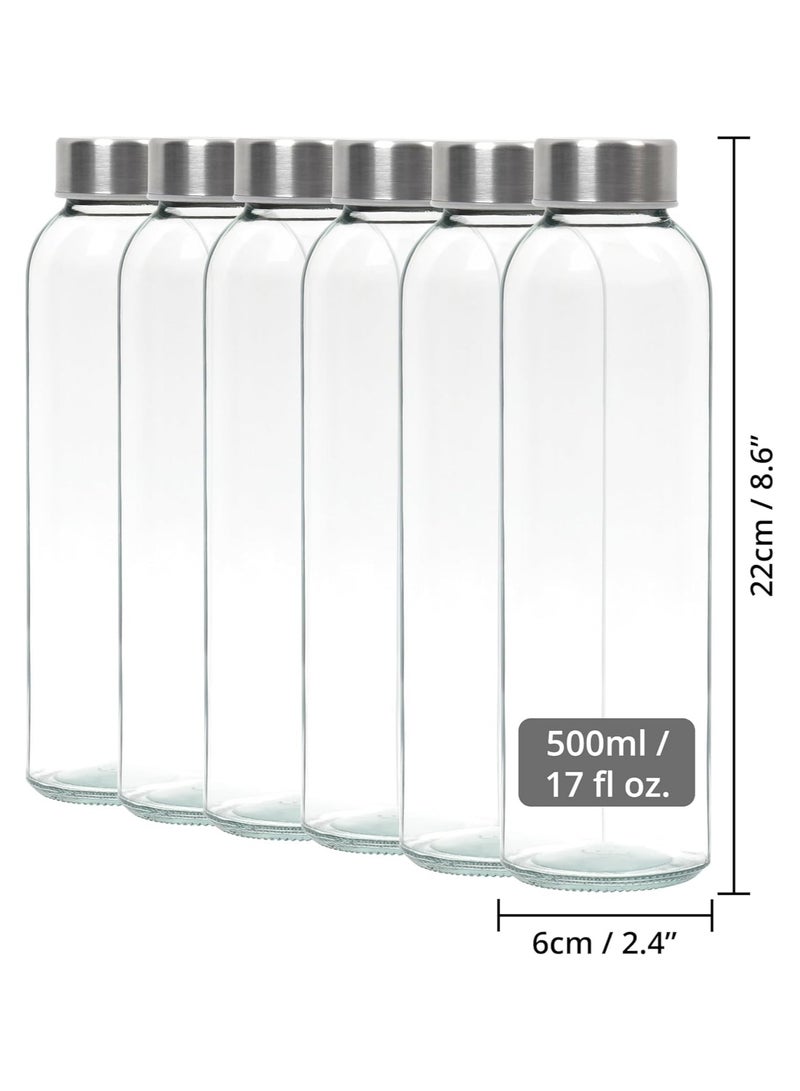 Luxoraq Glass Juice Bottles 500ml with Stainless Steel Lids – Reusable Borosilicate Water Bottles for Fresh Juice, Smoothies, Milk, Kombucha, Infused Water – BPA-Free Empty Bottles for Travel (Pack of 2) - Image 4
