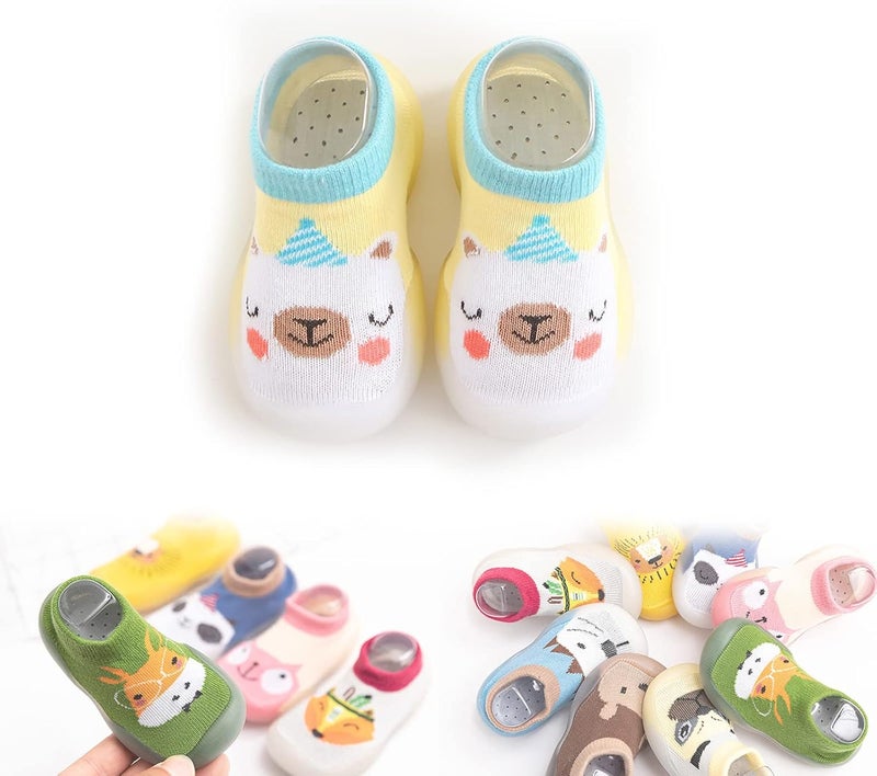 woobles Non-Slip Baby Slippers, Unisex Baby Socks Shoes, Kids Baby Girl Boys Toddler Anti-Slip Slippers, Socks Cotton Shoes, Flexible Cozy Breathable Shoes for Baby Toddler Infant Child Kid (6-12M,G) - Image 1