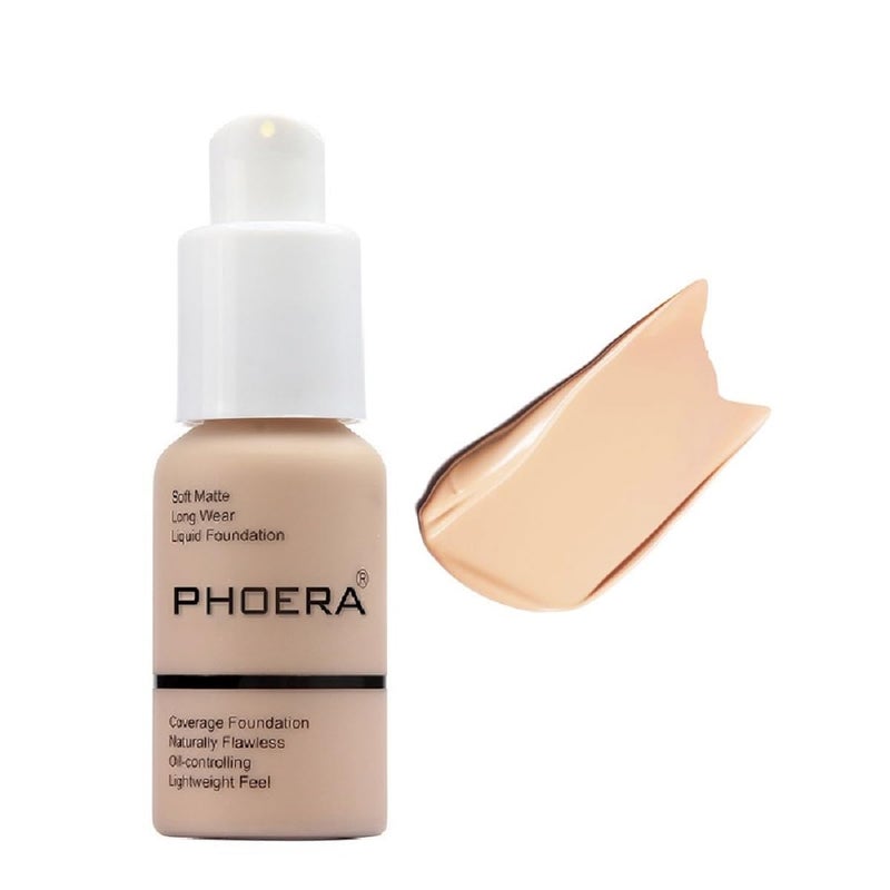 Meifen PHOERA Foundation Flawless Soft Matte Liquid Foundation 24 HR Oil Control Concealer Foundation Makeup 1 Pcs102 Nude