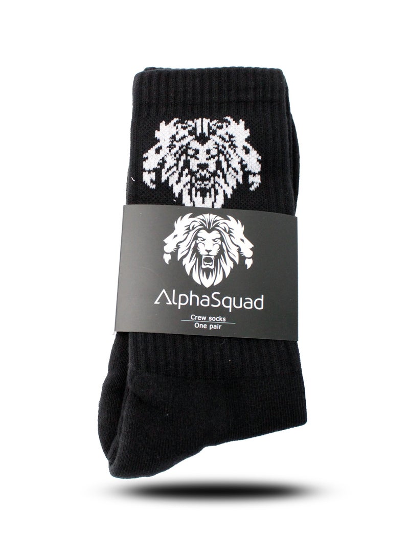 AlphaSquad AlphaSquad Unisex Athletic Solid Cotton Cushion Comfort Crew Socks, Black Pack of 3 (Free Size)  - Image 2
