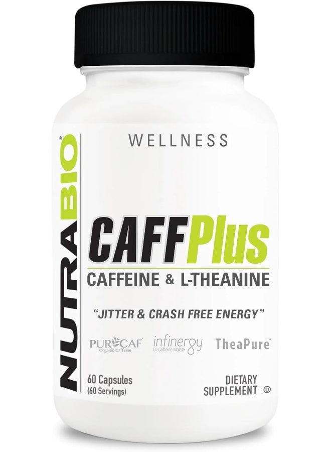 NutraBio Caffplus, Dual Source Caffeine With Theanine For Healthy Energy Boost - 60 Vegetable Capsules - Image 1