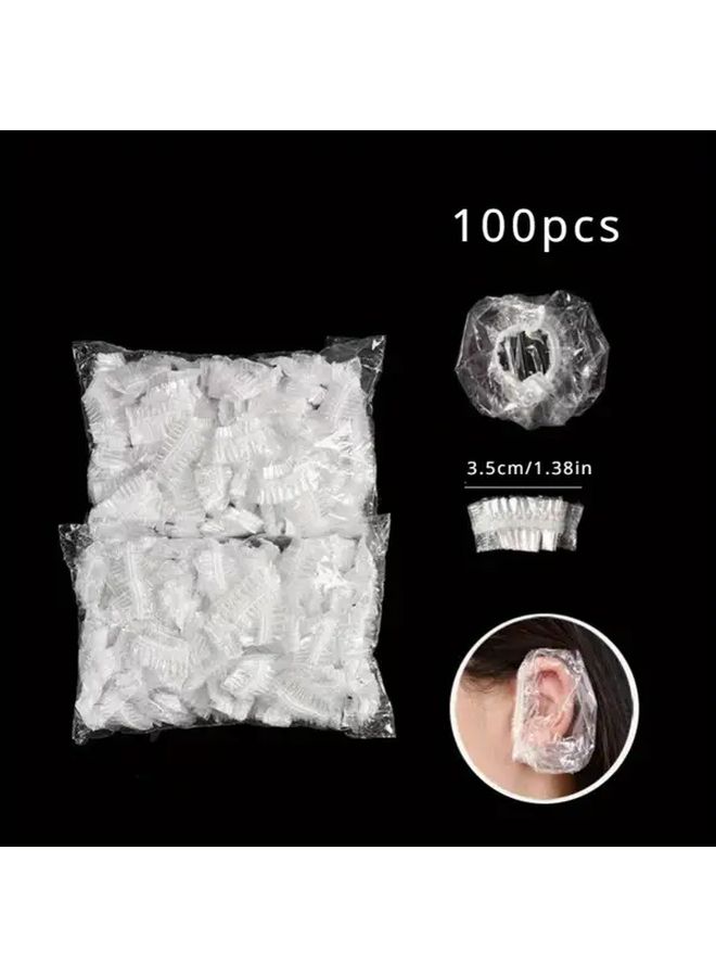 100pcs Transparent Disposable Waterproof Ear Protectors For Shower Bathing Hair Dye Salon - Image 3