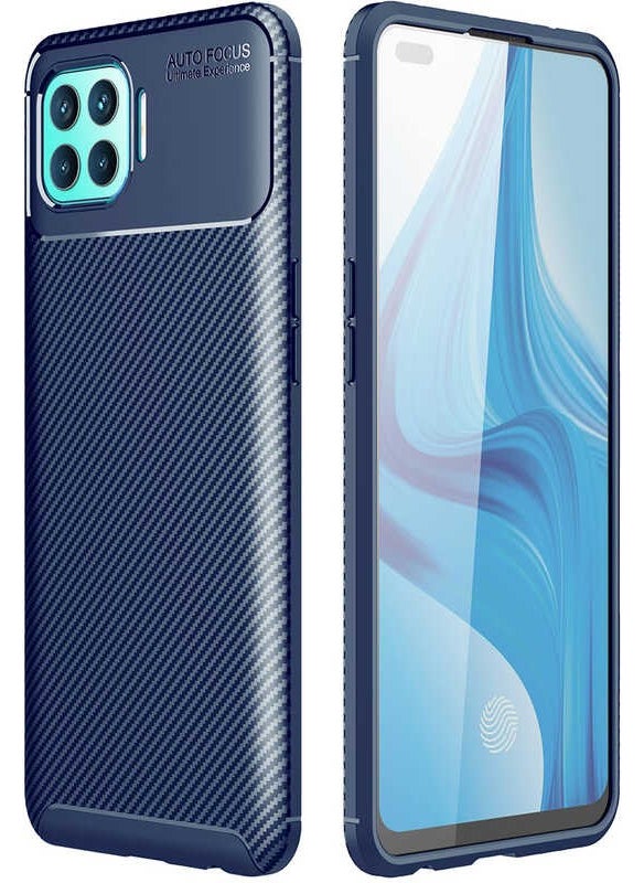 Nevarium - Oppo Reno 4 Lite Case Carbon Textured Silicone - Dark Blue - Image 1