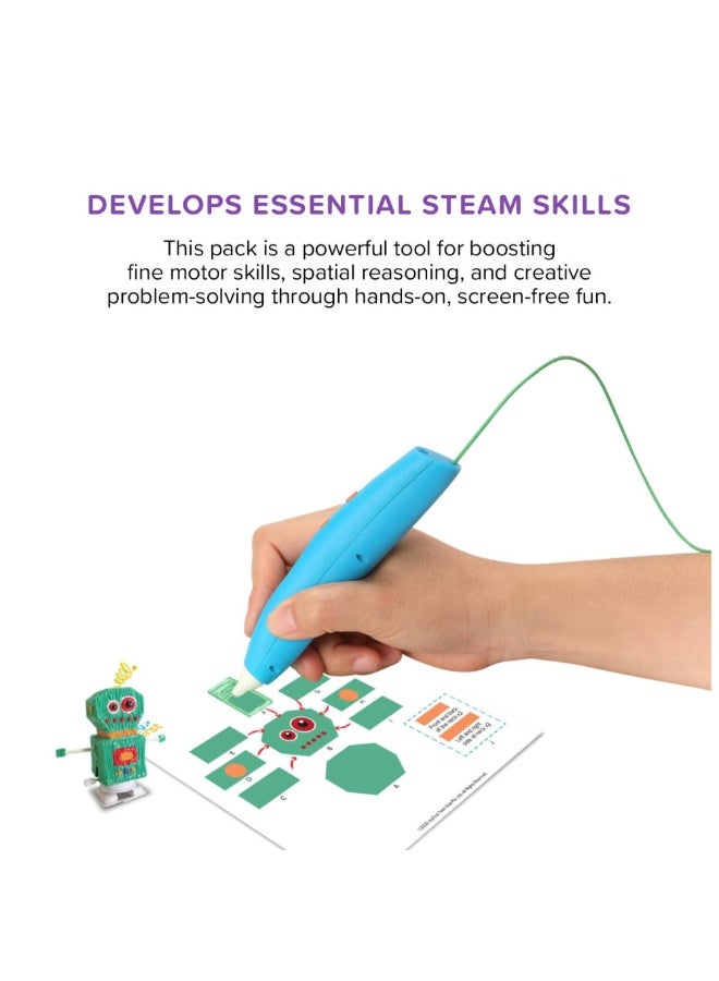 myFirst Fun Pack 3D Pen Make PCL Filaments for 3D Printing Pen | Educational Kids' STEAM Activities with Stencil Book, 3D Motion Figures (Wheels in Motion) - Image 4