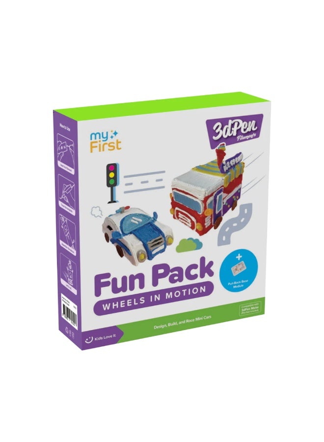 myFirst Fun Pack 3D Pen Make PCL Filaments for 3D Printing Pen | Educational Kids' STEAM Activities with Stencil Book, 3D Motion Figures (Wheels in Motion) - Image 1