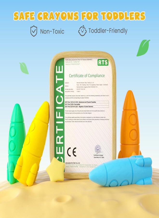JUPITEARTH 24 Rocket Crayons,Non Toxic Washable Toddler Crayons Gifts, Rocket Jumbo Crayons with Easy-to-hold for Toddlers, Crayons for Kids Art & School Supplies,Toddlers,Children - Image 4