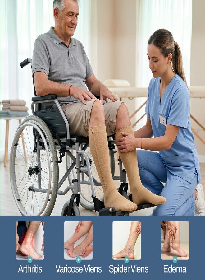 Theramagic جوارب ضغط ثيراماجيك® بسحاب للرجال والنساء، ضغط 20-30 ملم زئبق، جوارب ضغط متدرجة بسحاب مغلقة عند الأصابع - Image 5