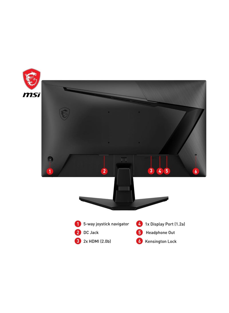 شاشة ألعاب G255F مقاس 24.5 بوصة FHD - لوحة IPS سريعة بدقة 1920 × 1080، 180 هرتز / 1 مللي ثانية (GtG)، 99% من مجموعة ألوان sRGB، تقنية Adaptive-Sync - DP 1.2a، HDMI 2.0b CEC