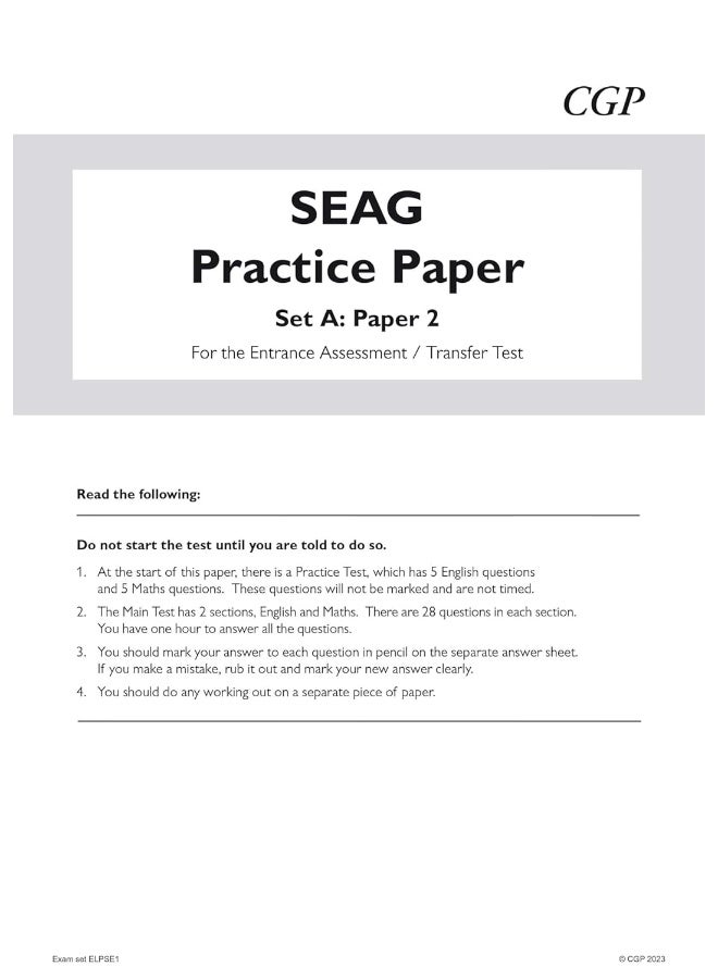 New SEAG Entrance Assessment Practice Papers (with Parents' Guide & Online Edition) - Image 3