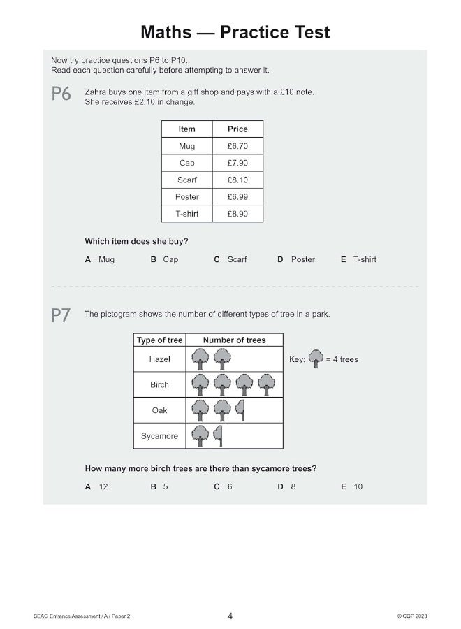New SEAG Entrance Assessment Practice Papers (with Parents' Guide & Online Edition) - Image 4