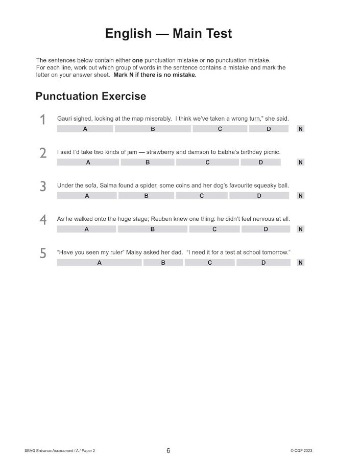 New SEAG Entrance Assessment Practice Papers (with Parents' Guide & Online Edition) - Image 5