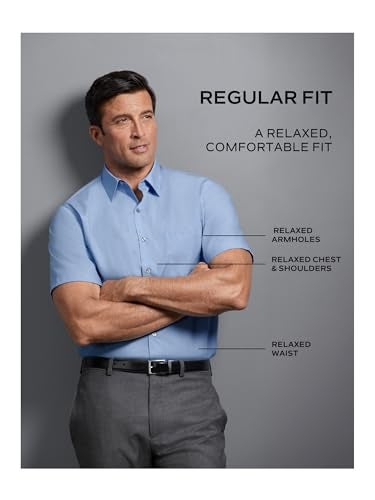 Van Heusen Men's Short Sleeve Dress Shirt Regular Fit Poplin Solid, Lavender, 16" Neck - Image 5
