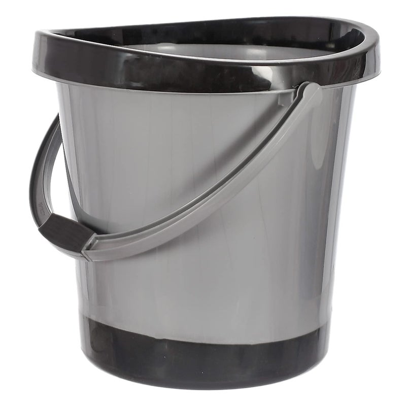 Kuber Industries Heart Home Multiuses Plastic Bucket With Handle 18 litre Grey46HH0361 - Image 3