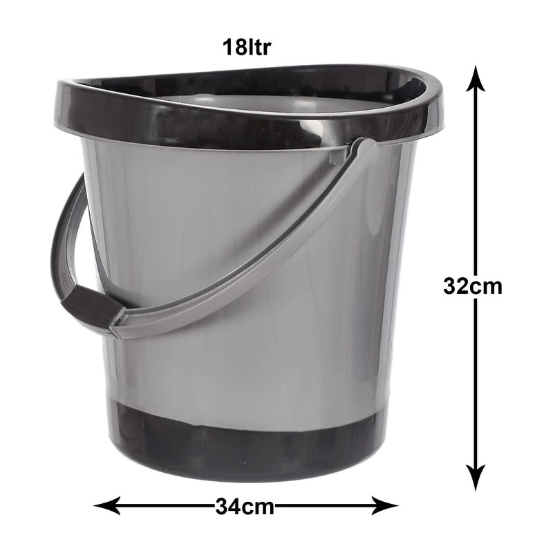 Kuber Industries Heart Home Multiuses Plastic Bucket With Handle 18 litre Grey46HH0361 - Image 4