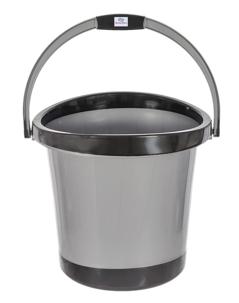 Kuber Industries Heart Home Multiuses Plastic Bucket With Handle 18 litre Grey46HH0361 - Image 2